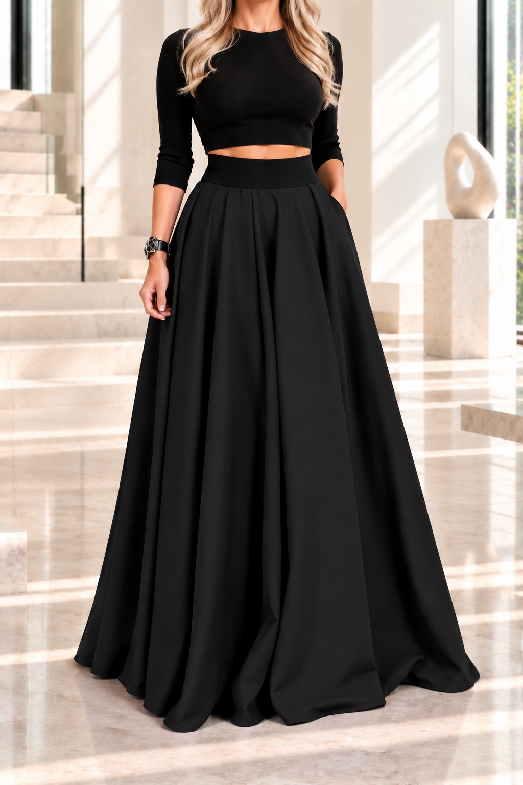 Dlouhá sukně - maxi sukně BOROS-SK-L-BLACK 05